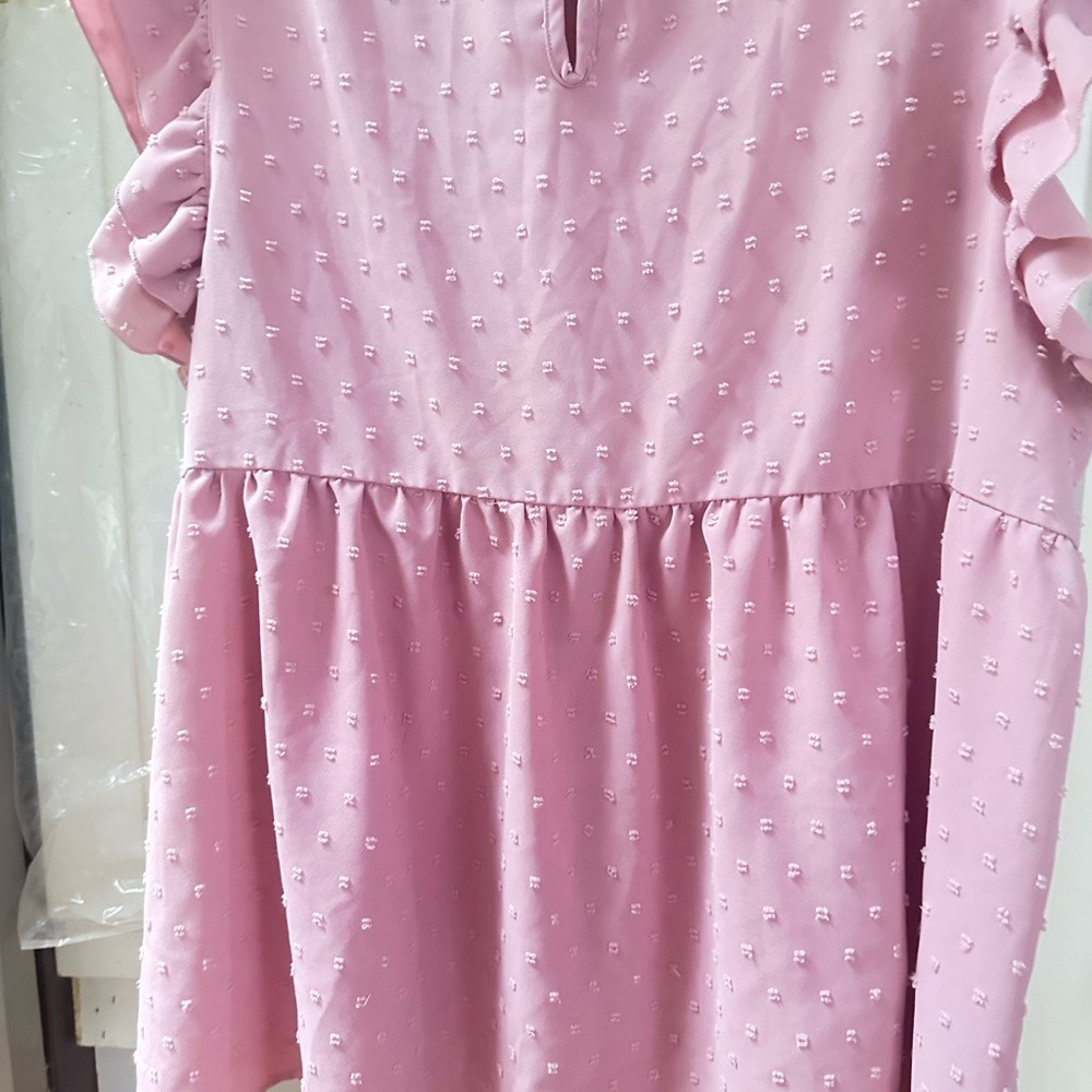 Pink Embroidered Ruffle Sleeve Blouse 2XL - Picture 2 of 5